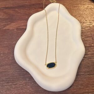 18K Gold Plated Black Pendant Necklace Adjustable Chain